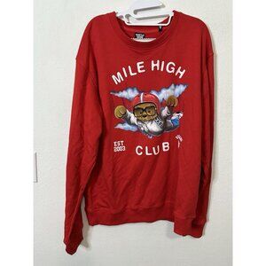 Hustle Gang Mike High Club Red Teddy Bear Pullover Sweater Size 2XL